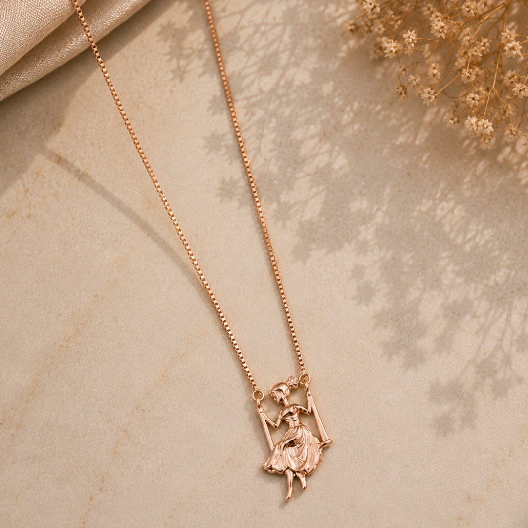 Whimsical Swing Rose Gold Silver 925 Necklace