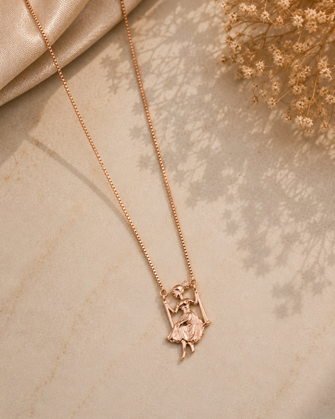 Whimsical Swing Rose Gold Silver 925 Necklace