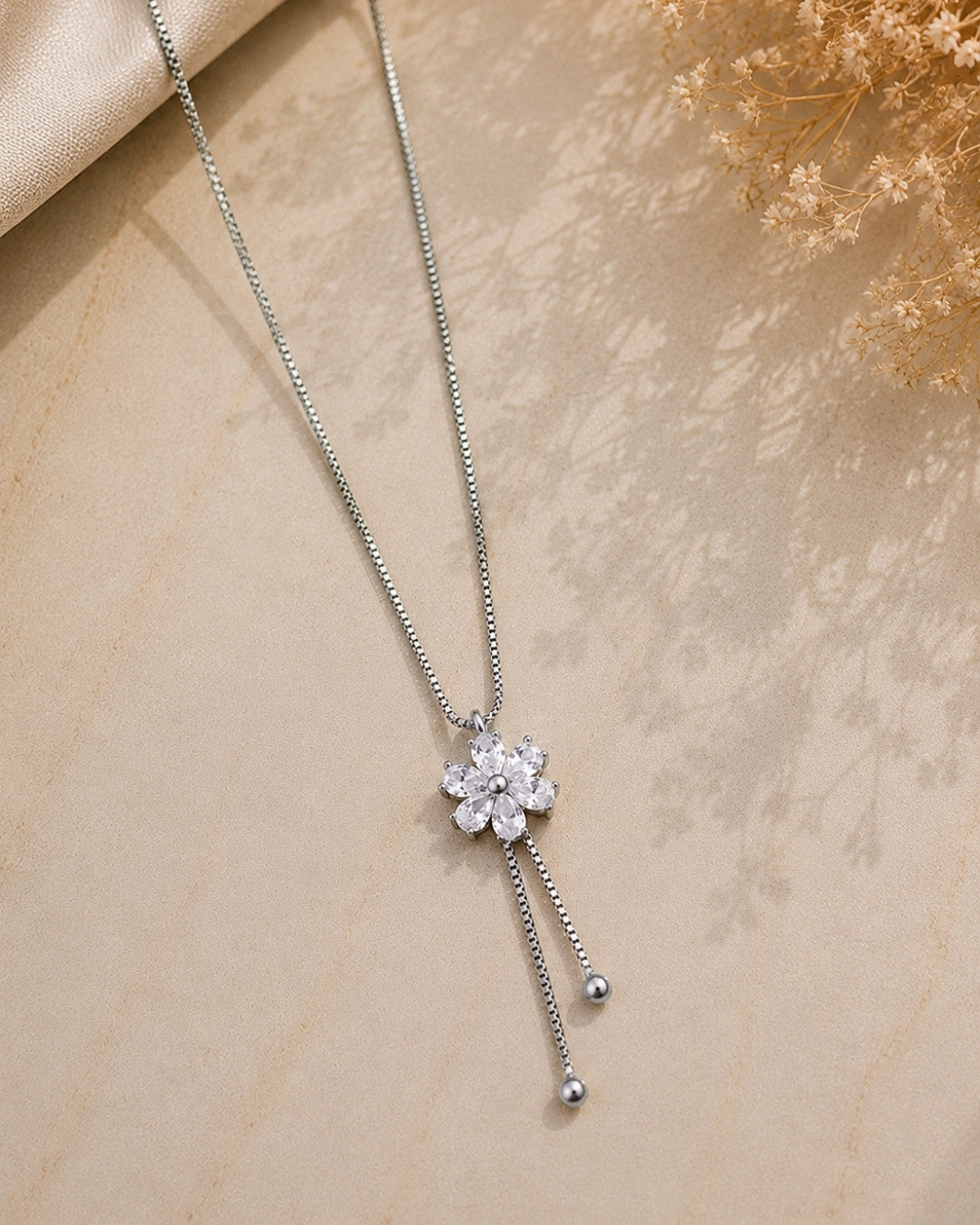 Radiant Daisy Tassel Silver 925 Necklace