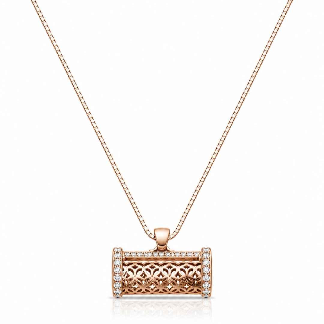 Modern Cylinder Rose Gold Silver 925 Necklace