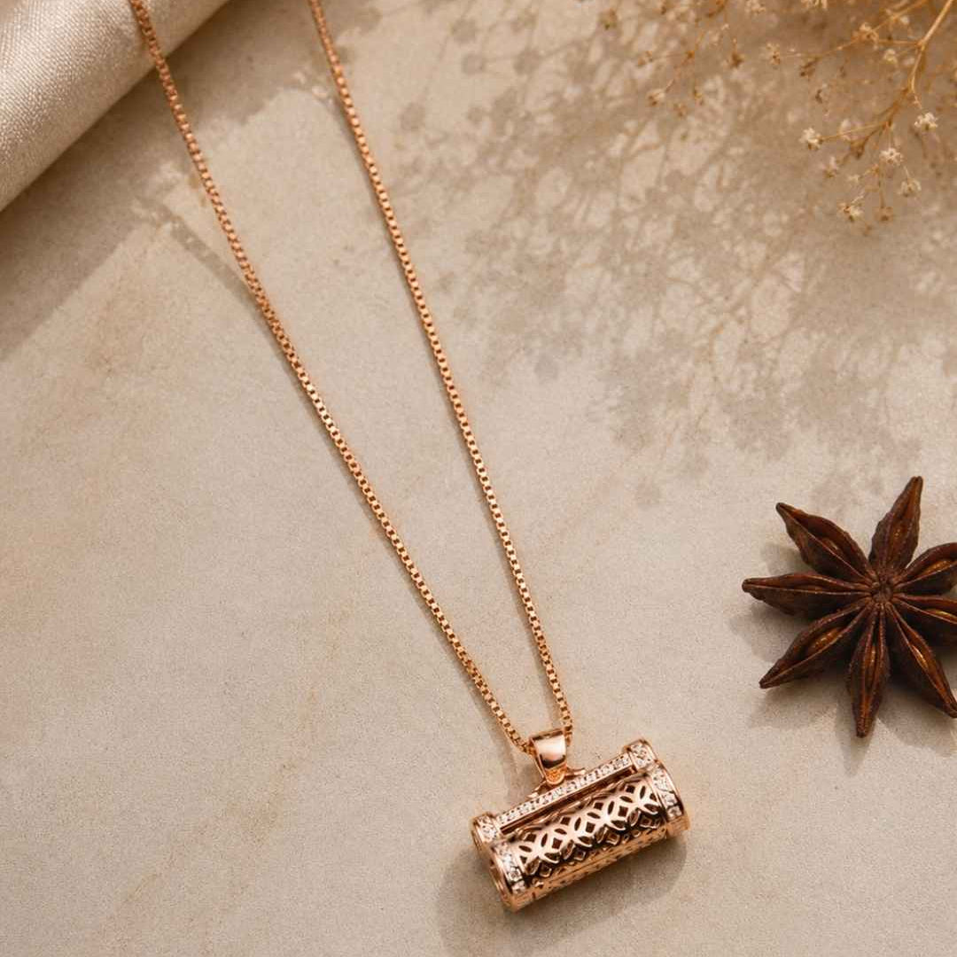 Modern Cylinder Rose Gold Silver 925 Necklace
