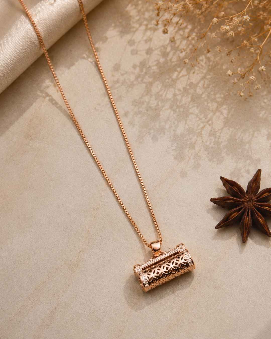 Modern Cylinder Rose Gold Silver 925 Necklace
