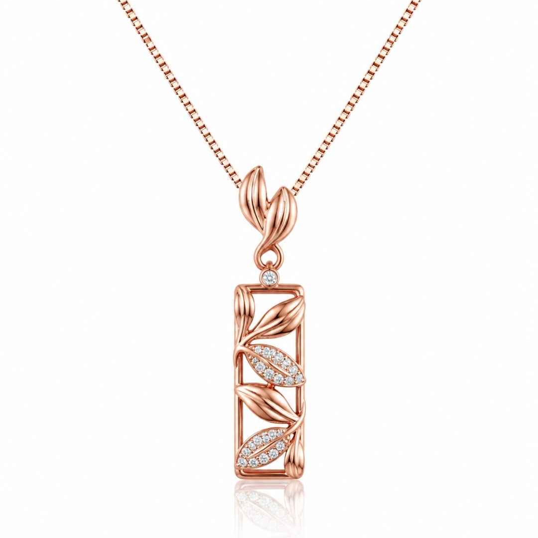 Vine Frame Rose Gold Silver 925 Necklace