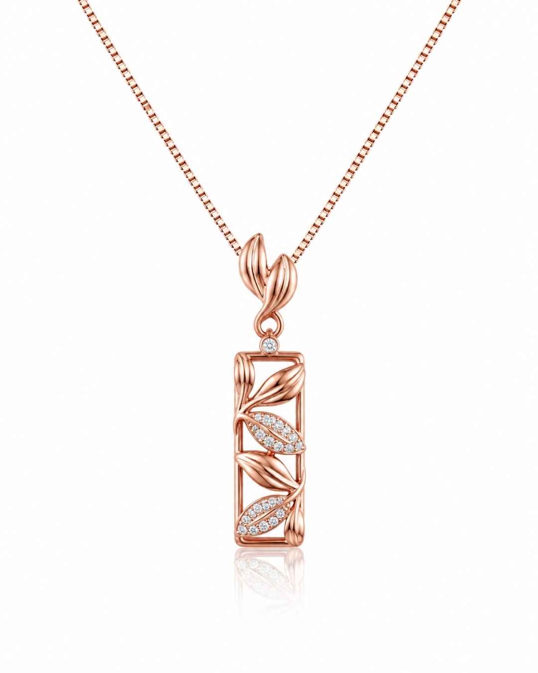 Vine Frame Rose Gold Silver 925 Necklace