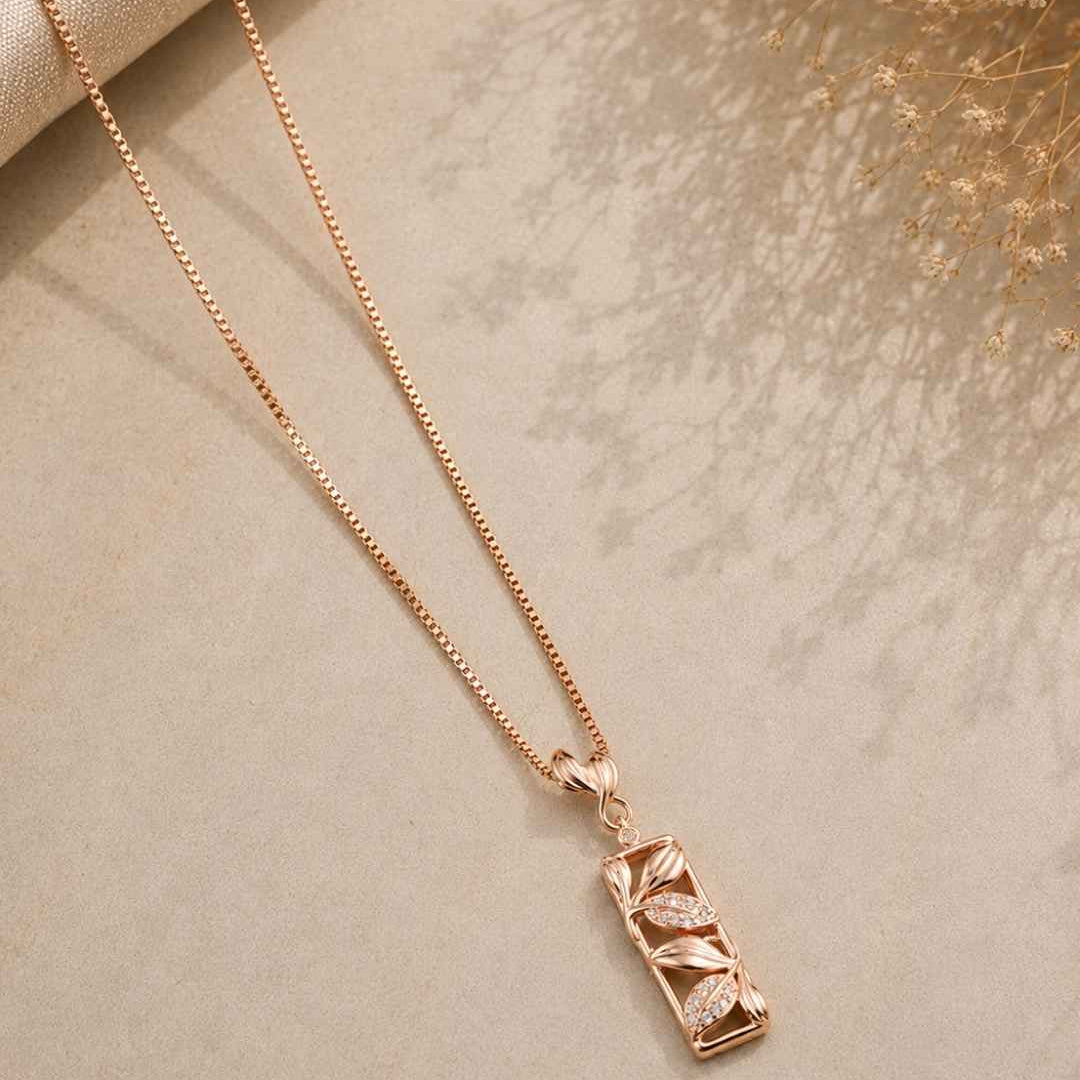 Vine Frame Rose Gold Silver 925 Necklace