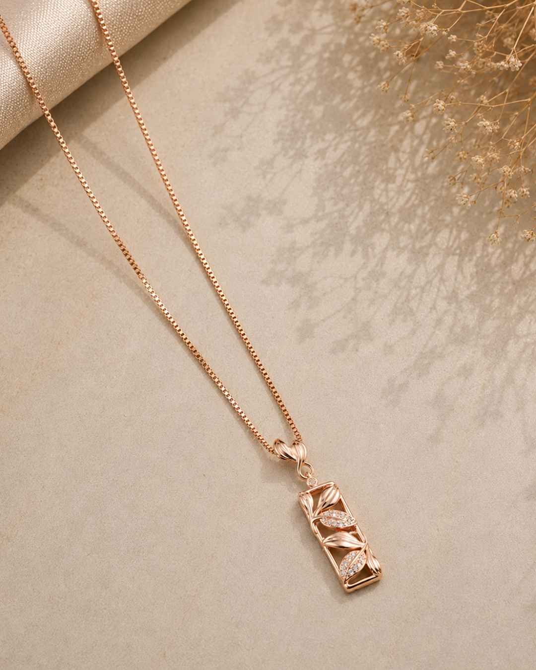 Vine Frame Rose Gold Silver 925 Necklace