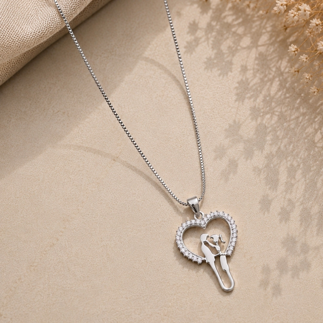 Romantic Couple Heart Silver 925 Necklace