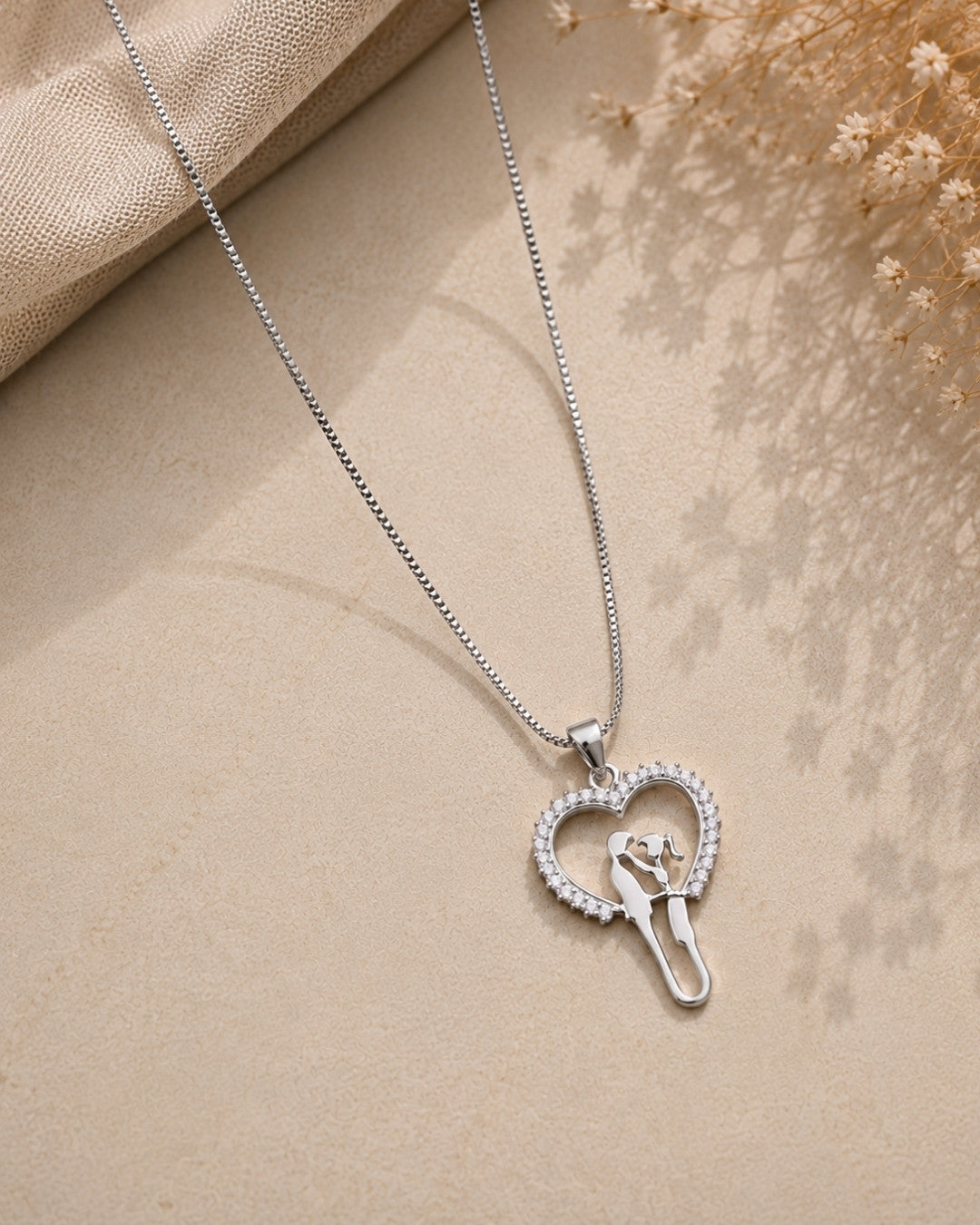 Romantic Couple Heart Silver 925 Necklace