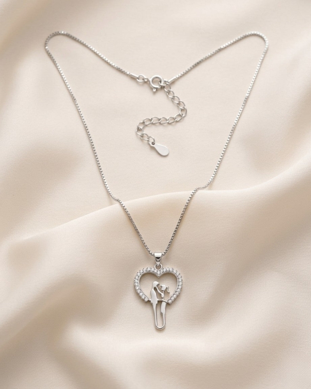 Romantic Couple Heart Silver 925 Necklace
