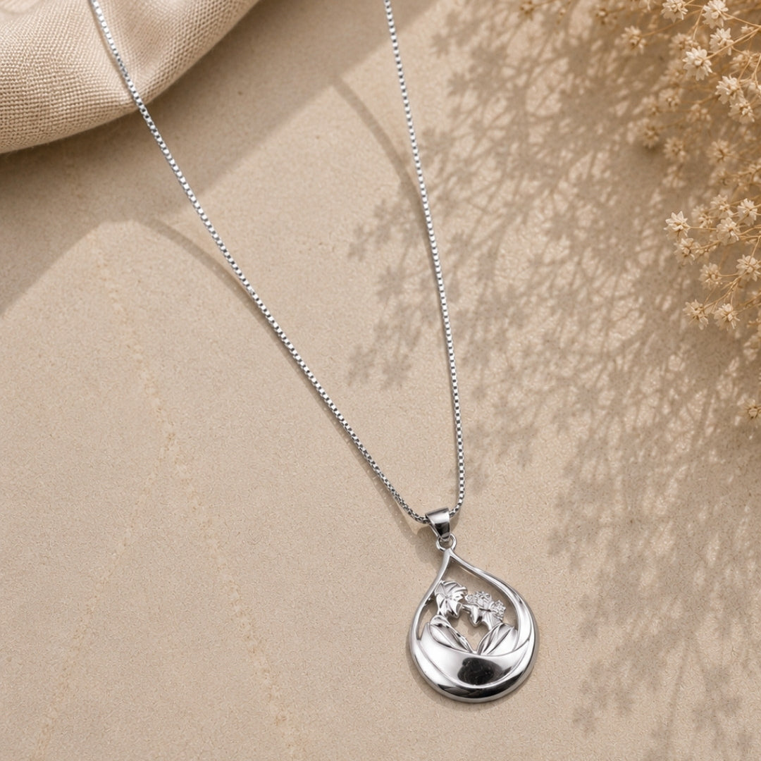 Romantic Couple Teardrop Silver 925 Necklace
