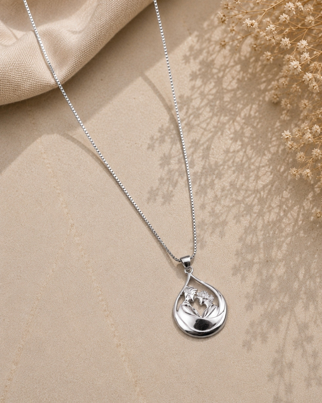Romantic Couple Teardrop Silver 925 Necklace