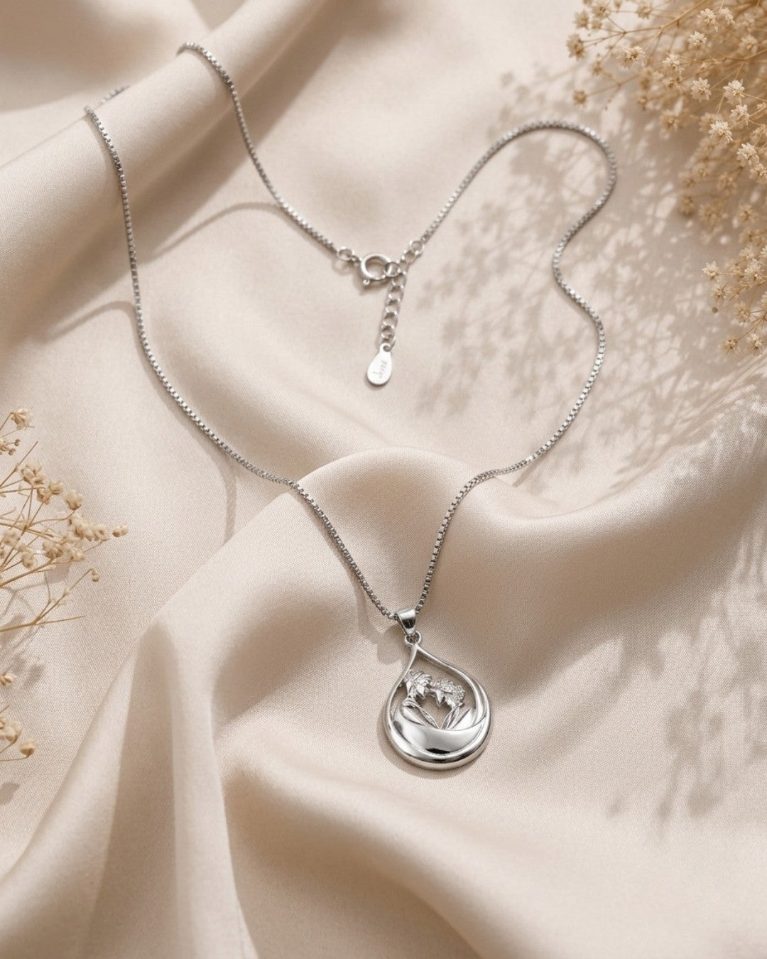 Romantic Couple Teardrop Silver 925 Necklace
