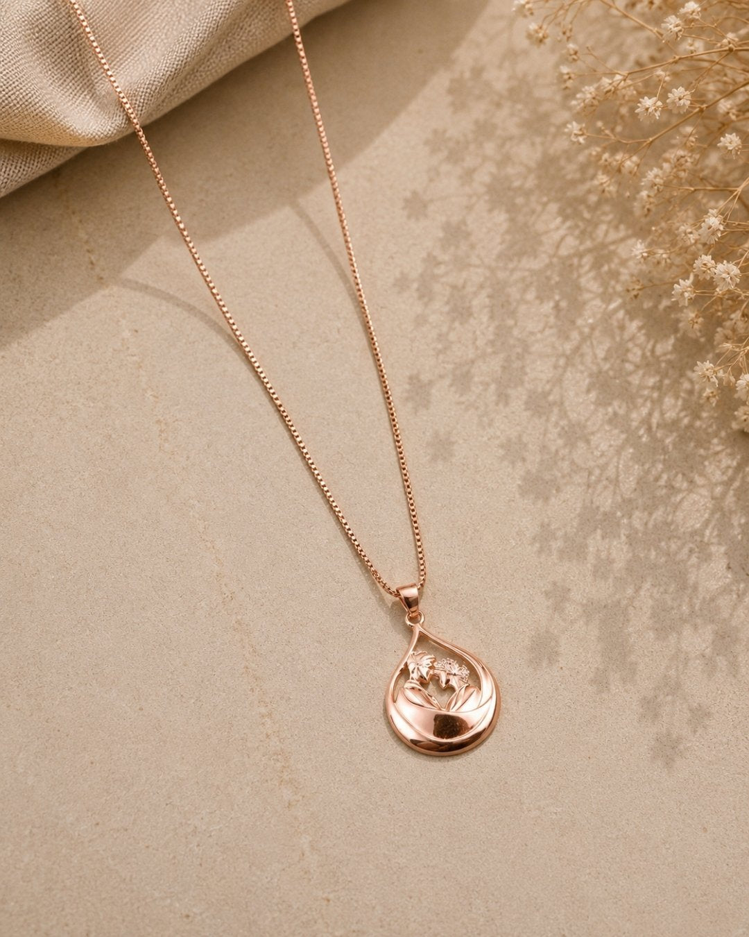 Romantic Couple Teardrop Rose Gold Silver 925 Necklace