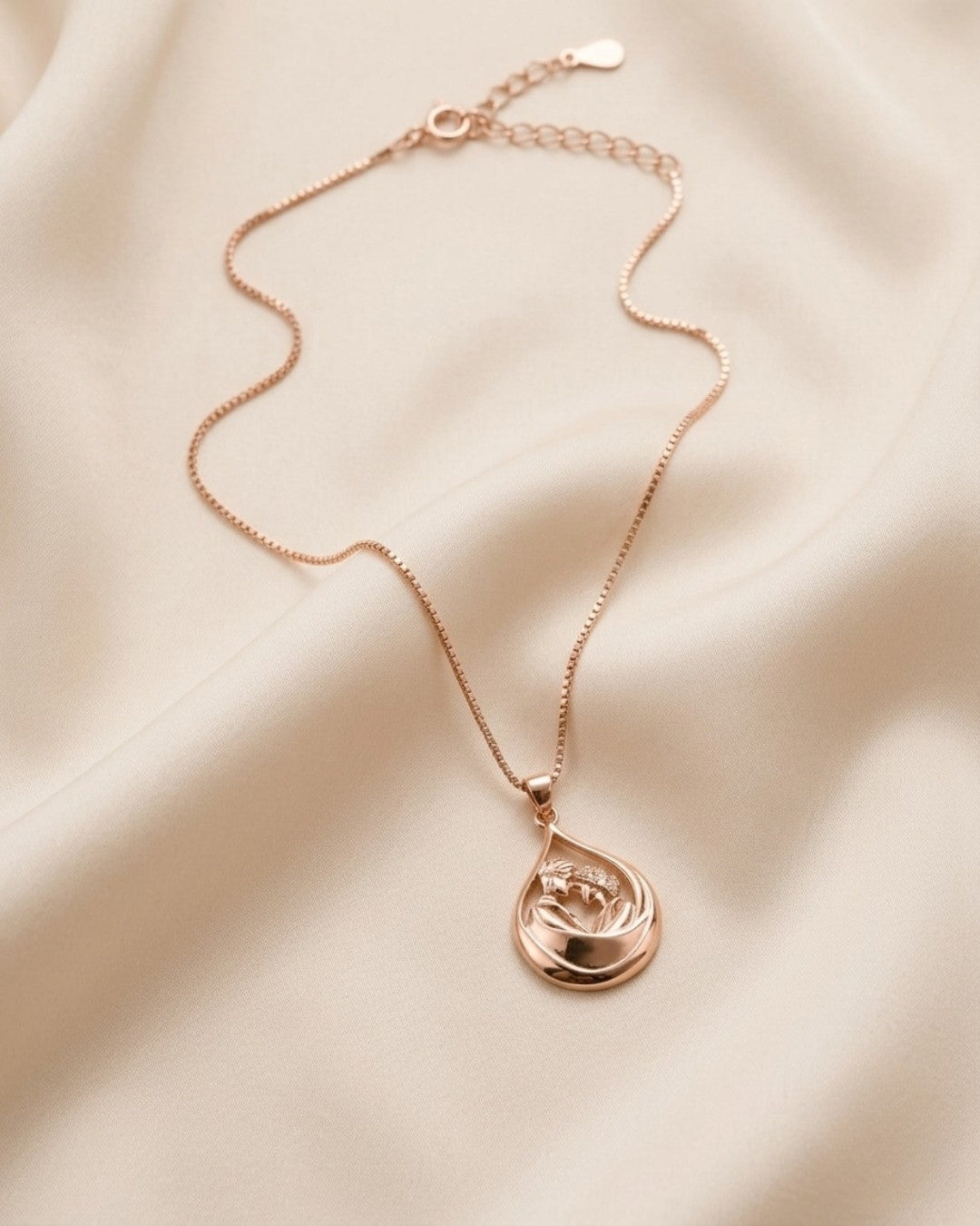 Romantic Couple Teardrop Rose Gold Silver 925 Necklace