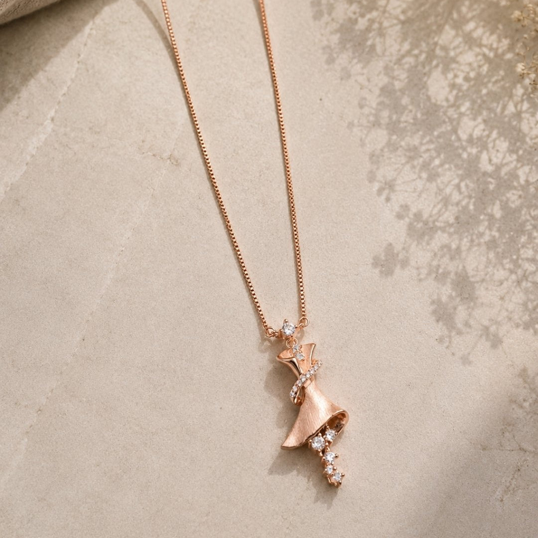 Dancing Ballerina Rose Gold Silver 925 Necklace