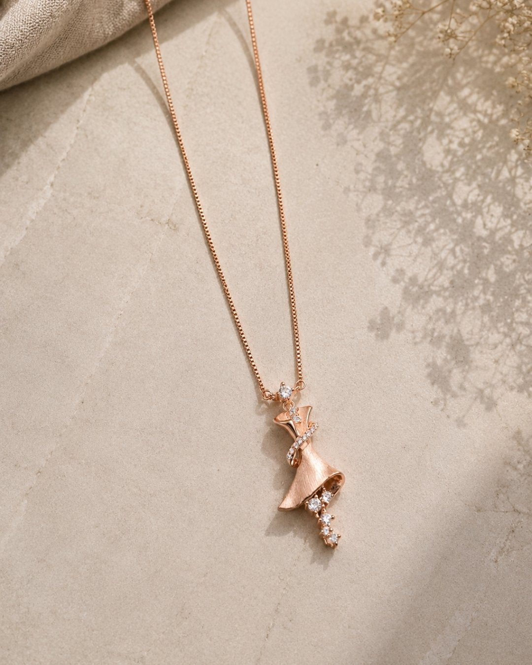 Dancing Ballerina Rose Gold Silver 925 Necklace