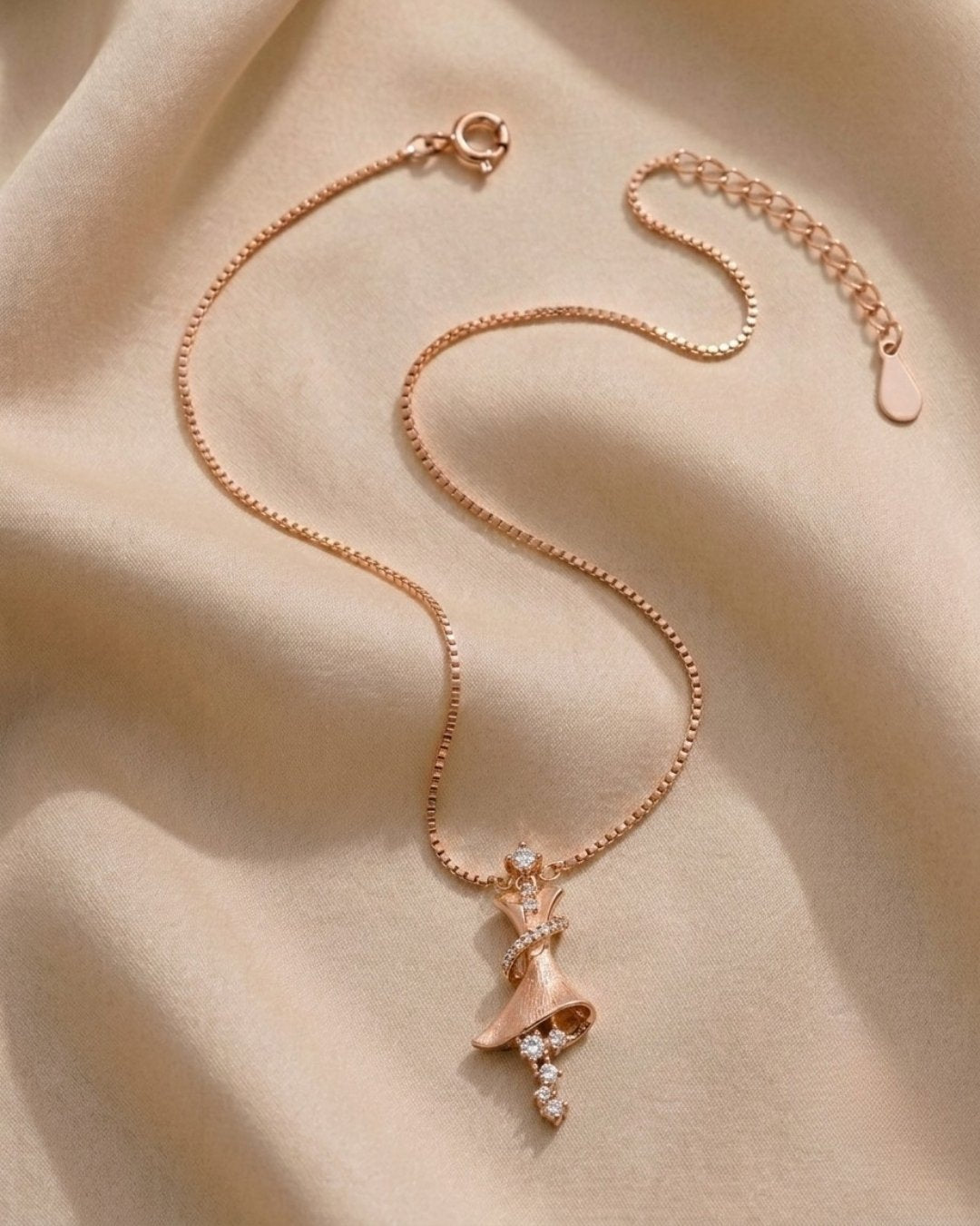Dancing Ballerina Rose Gold Silver 925 Necklace