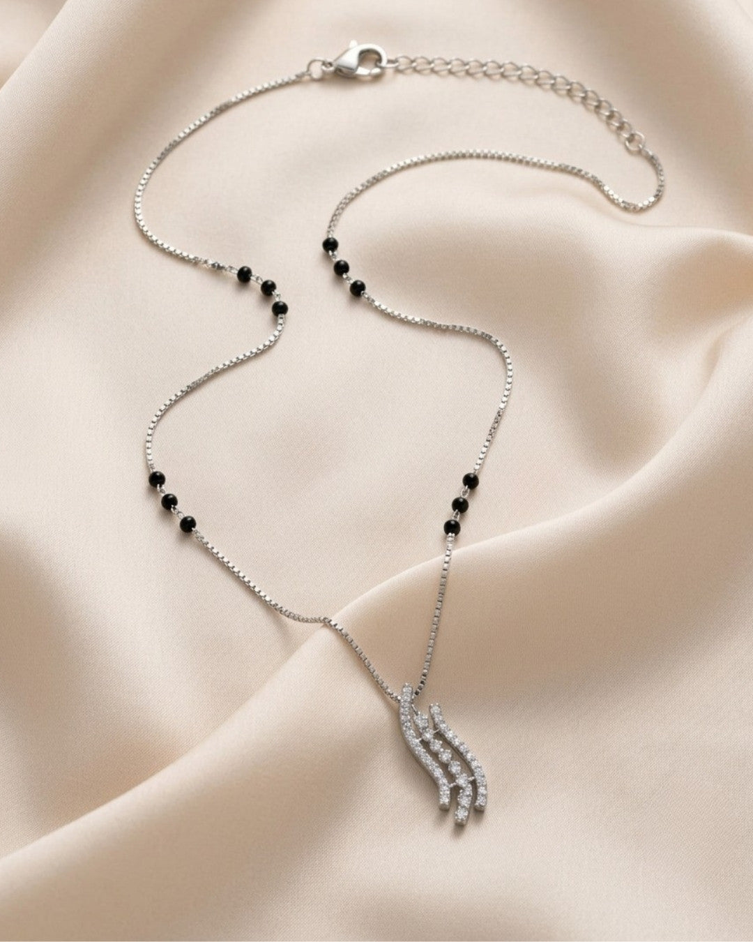 Modern Crystal Wave Mangalsutra Silver 925 Necklace