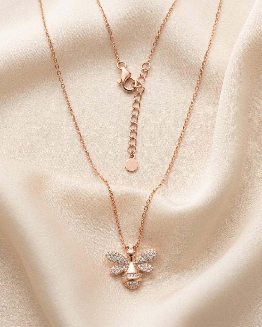 Crystal Bumble Bee Rose Gold Silver 925 Necklace