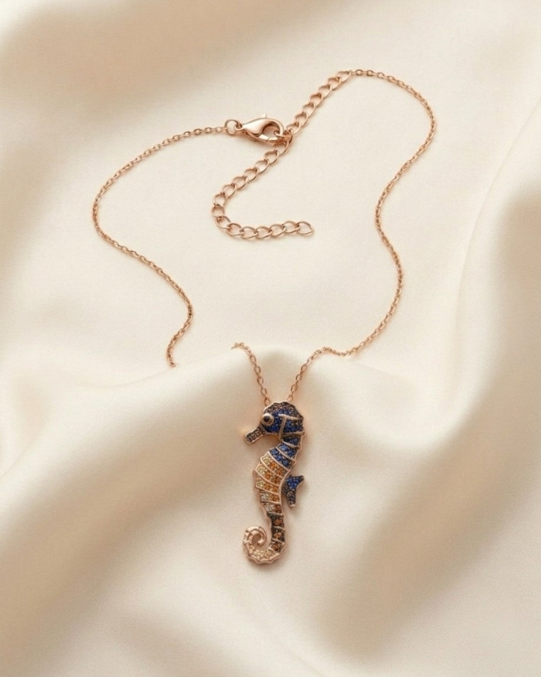 Seahorse Rose Gold Silver 925 Necklace