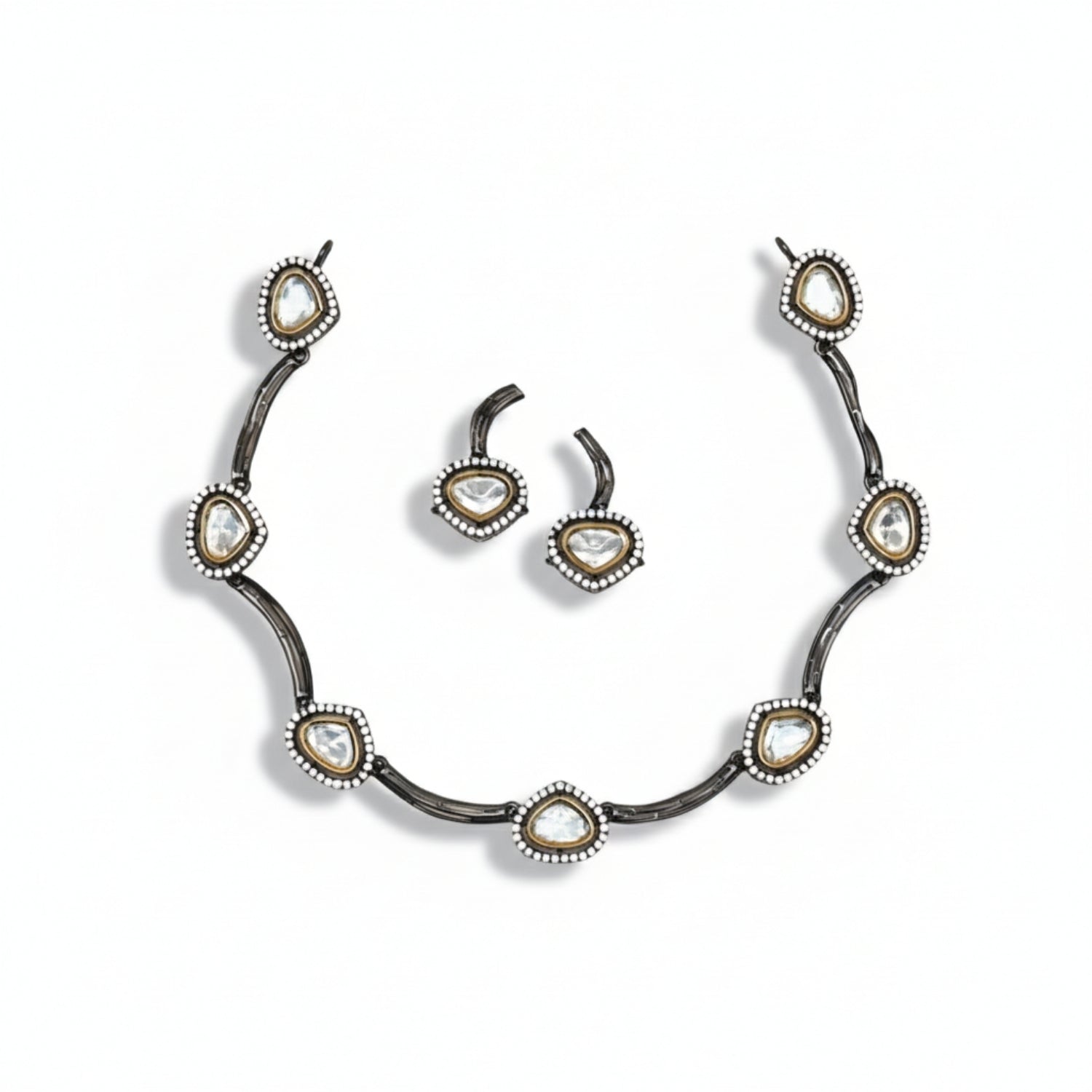 Vanshika Polki Necklace Set in Silver 925