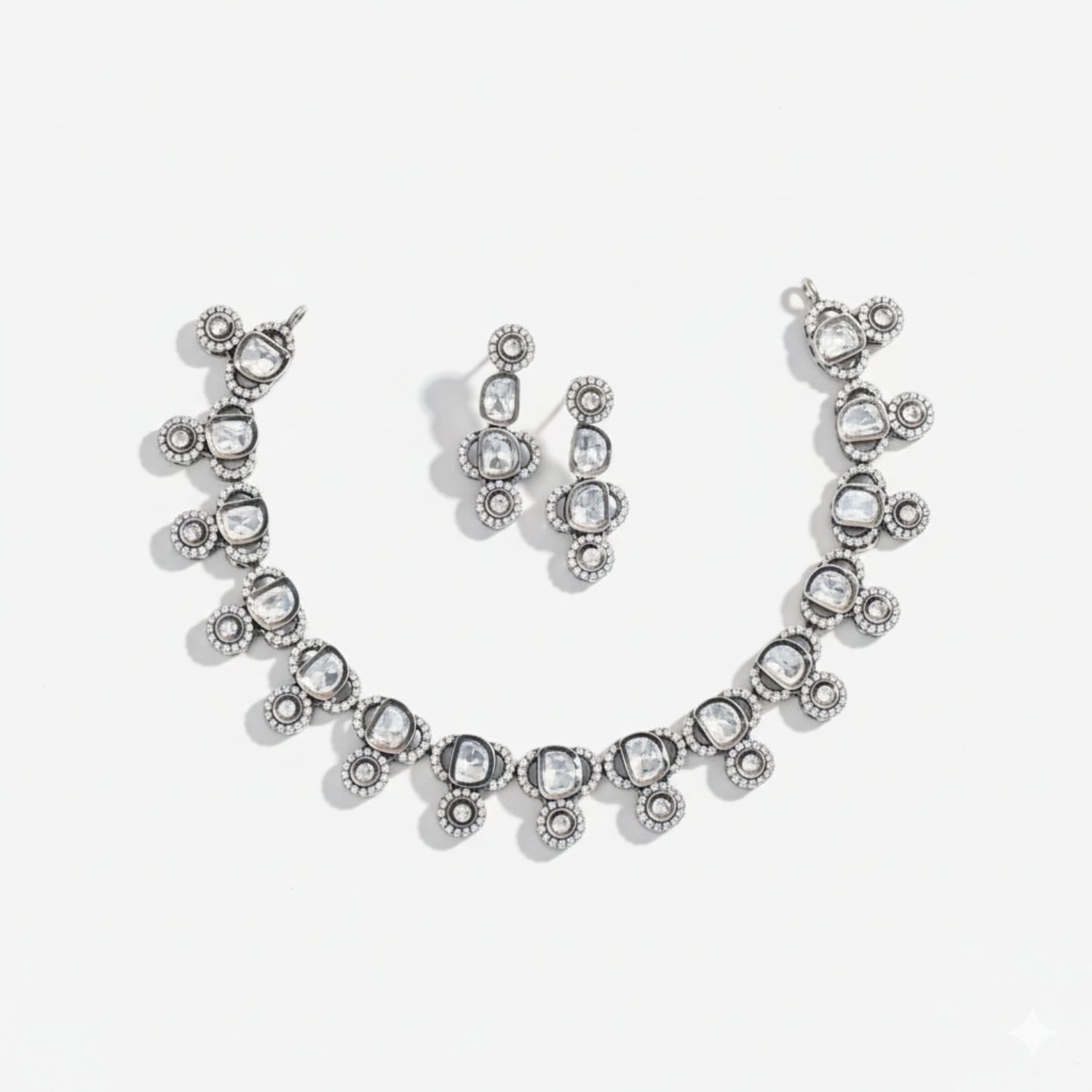 Tarangini Polki Necklace Set in Silver 925