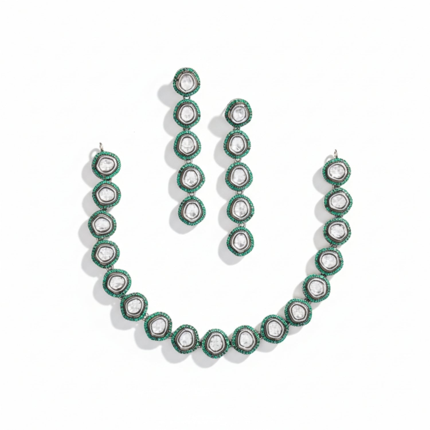 Haritarang Polki Necklace Set in Silver 925