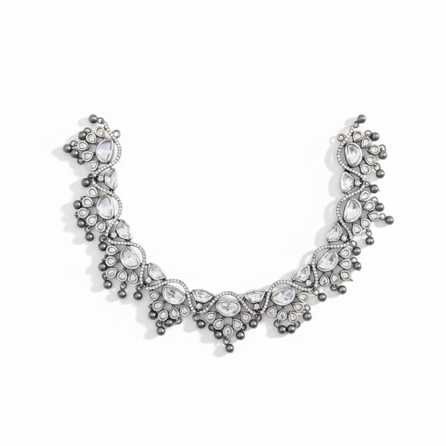 Manoramya Polki Necklace in Silver 925