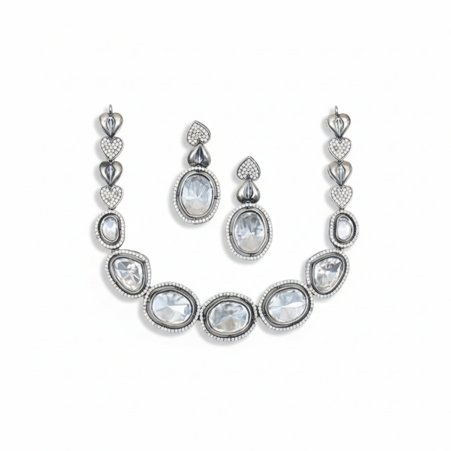 Aarunya Polki Necklace Set in Silver 925