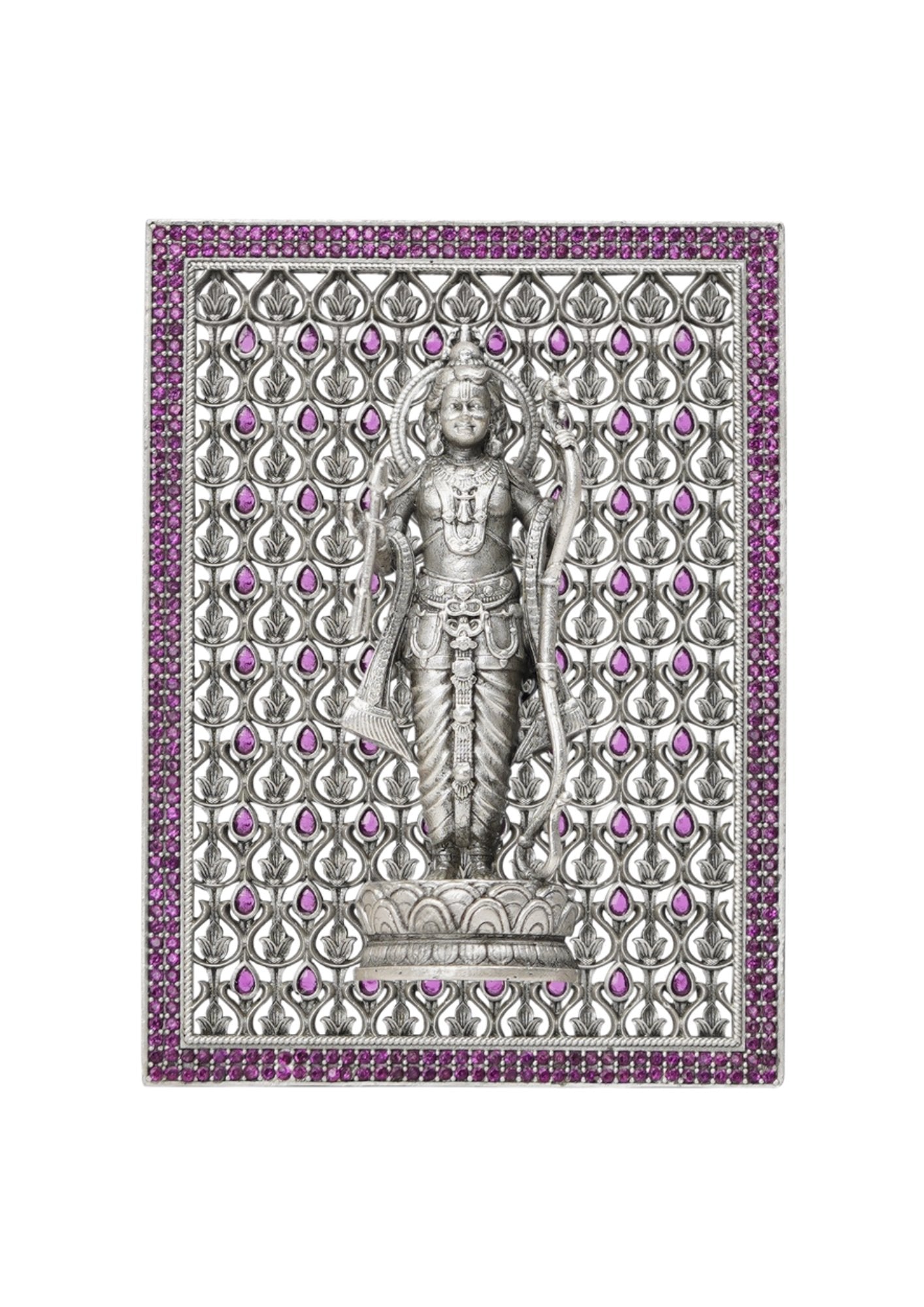 Lord Ram – Pure Silver 3D Frame with Gemstone Detailing