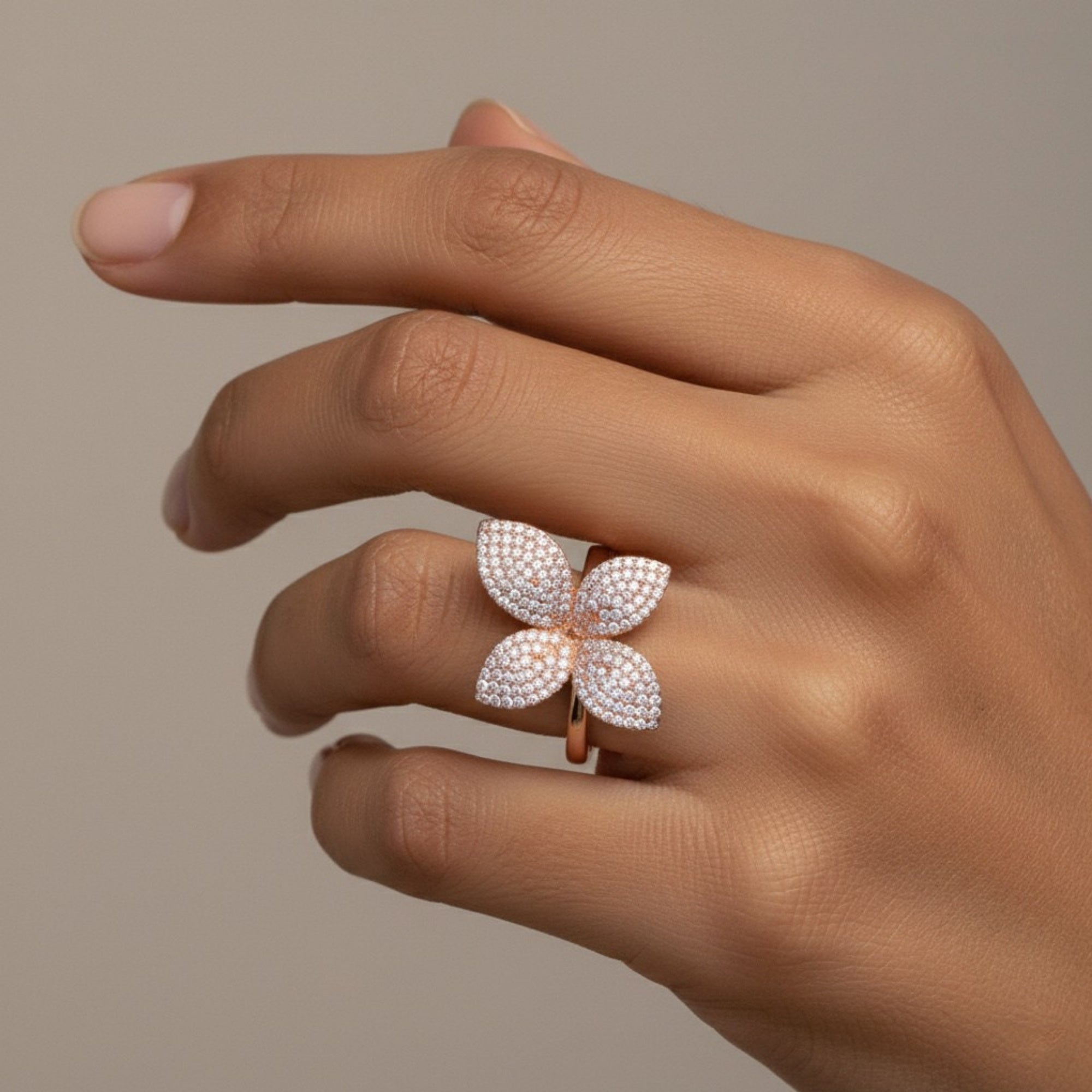 Eternal Charm Ring – Pure Silver 925 Pavé Petal Design