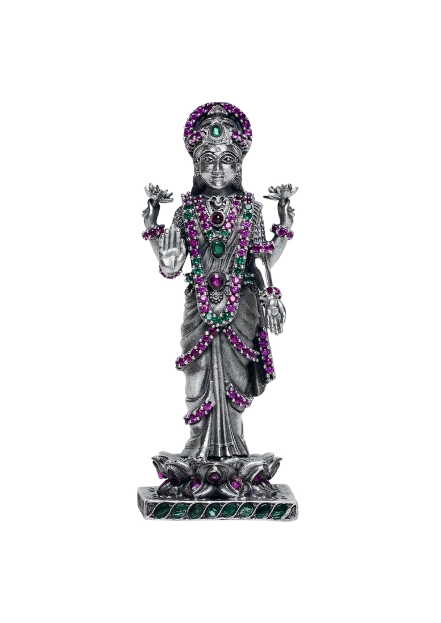 Goddess Lakshmi Standing Idol in Pure Silver 925 (70g)
