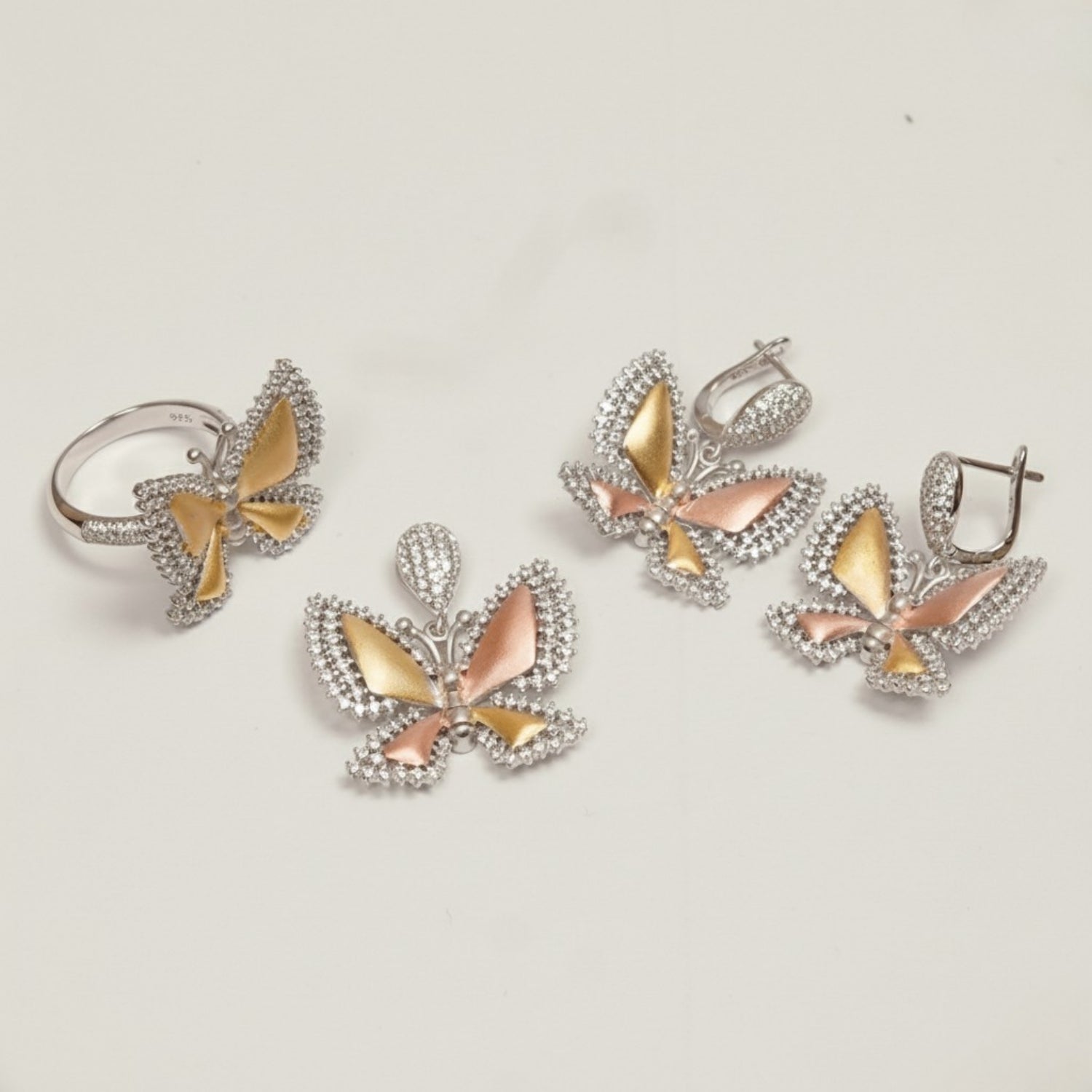 Golden Flutter Silver 925 Fine Jewelry Set
