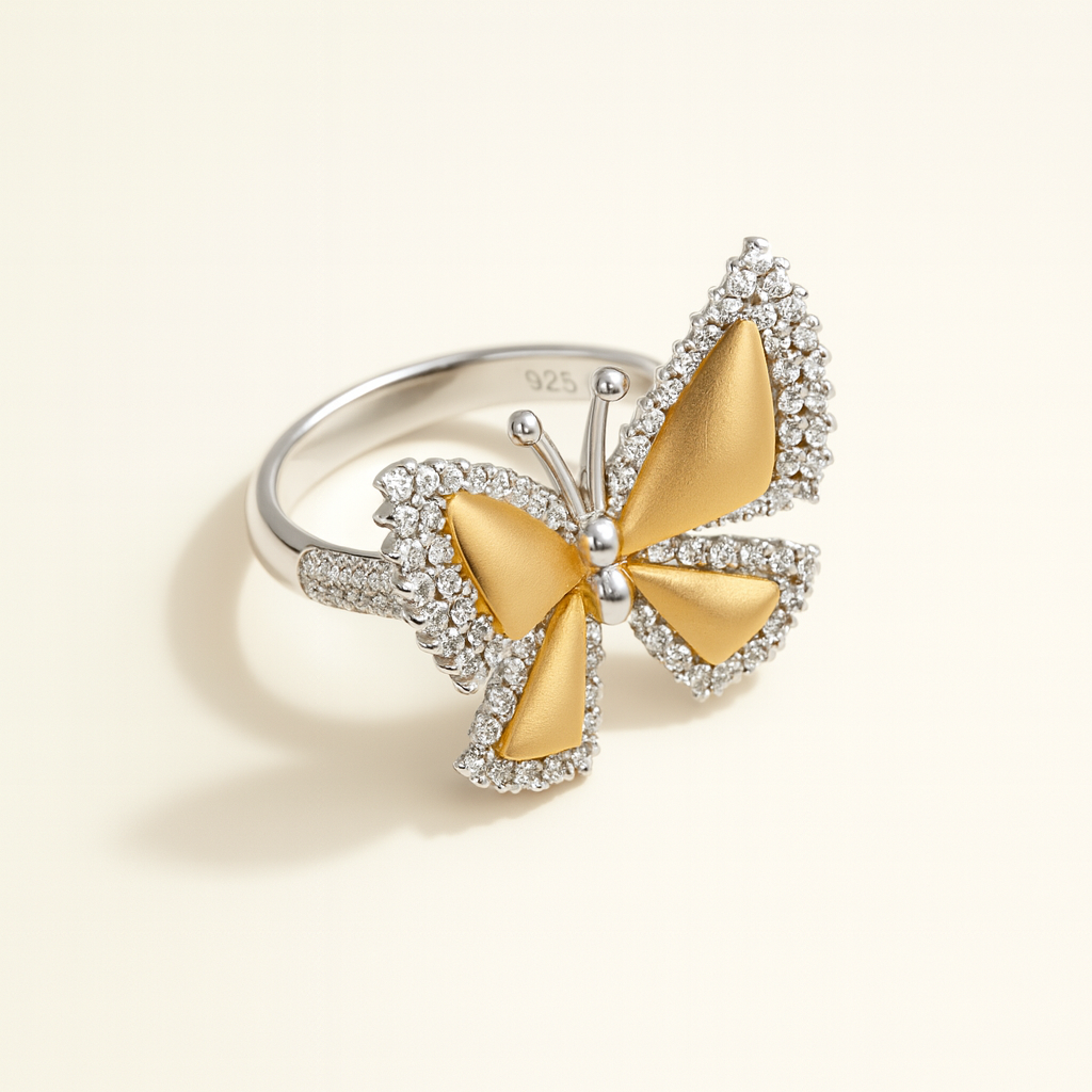 Golden Flutter Silver 925 Ring