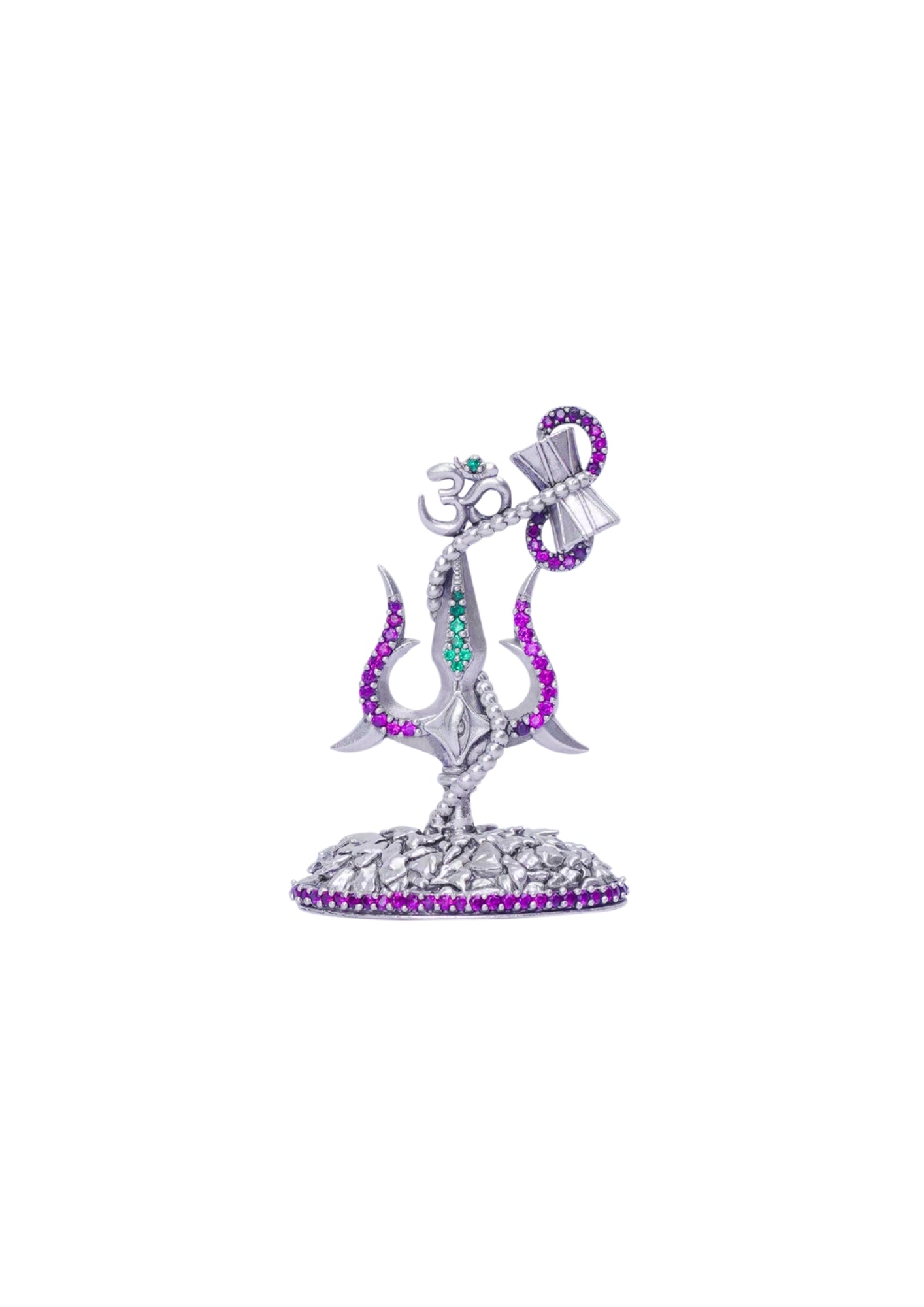 Rajatva Trishul with Damru Pure Silver Idol – 20g Spiritual Decorative Artifact