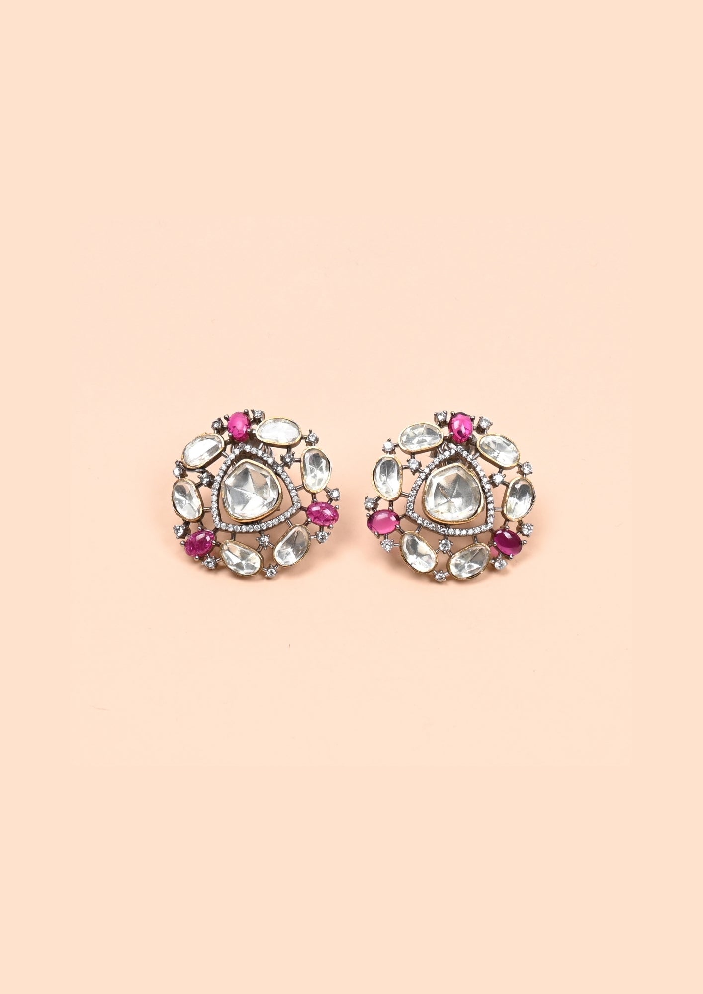Rajatva Pure Silver Moissanite Earrings – Radiant Ruby Orbit