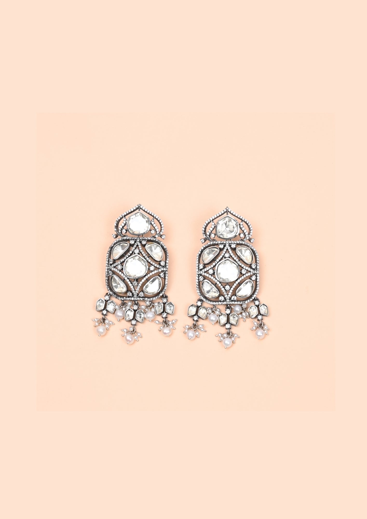 Rajatva Pure Silver Moissanite Earrings – Pearl Dynasty Chandeliers