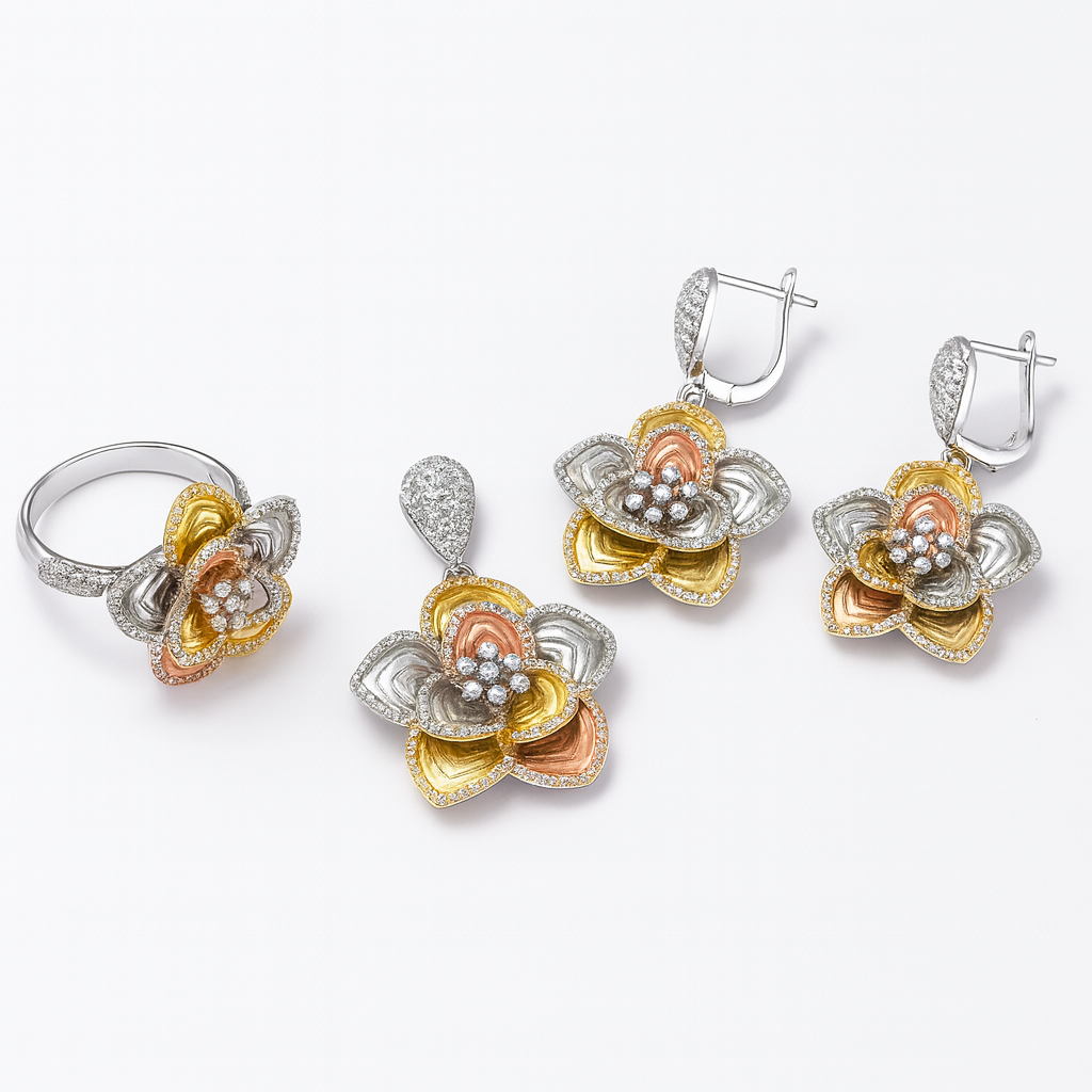 Trinity Bloom Silver 925 Fine Jewelry Set