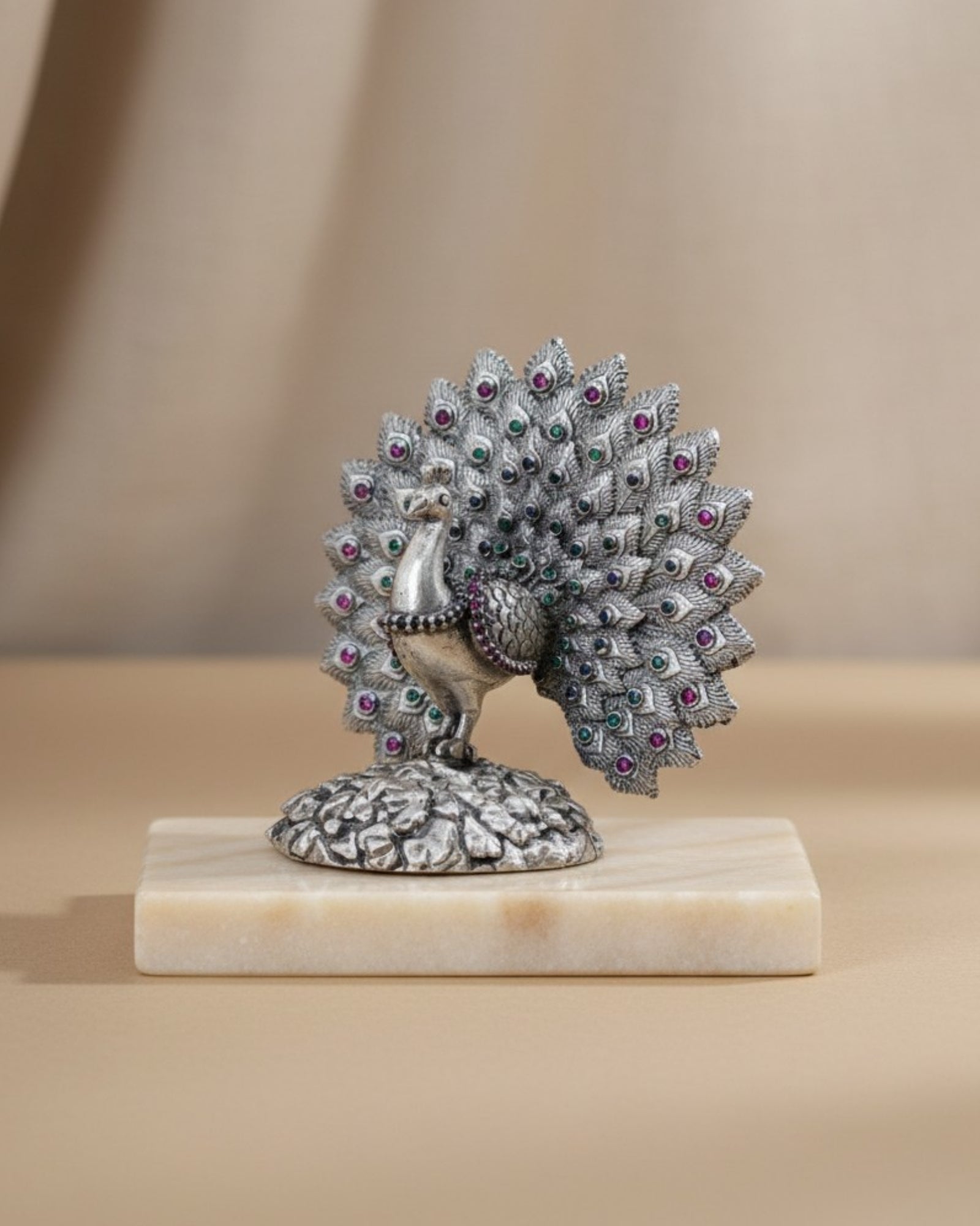 Rajatva Peacock Pure Silver Idol – 70g Decorative & Auspicious Artifact