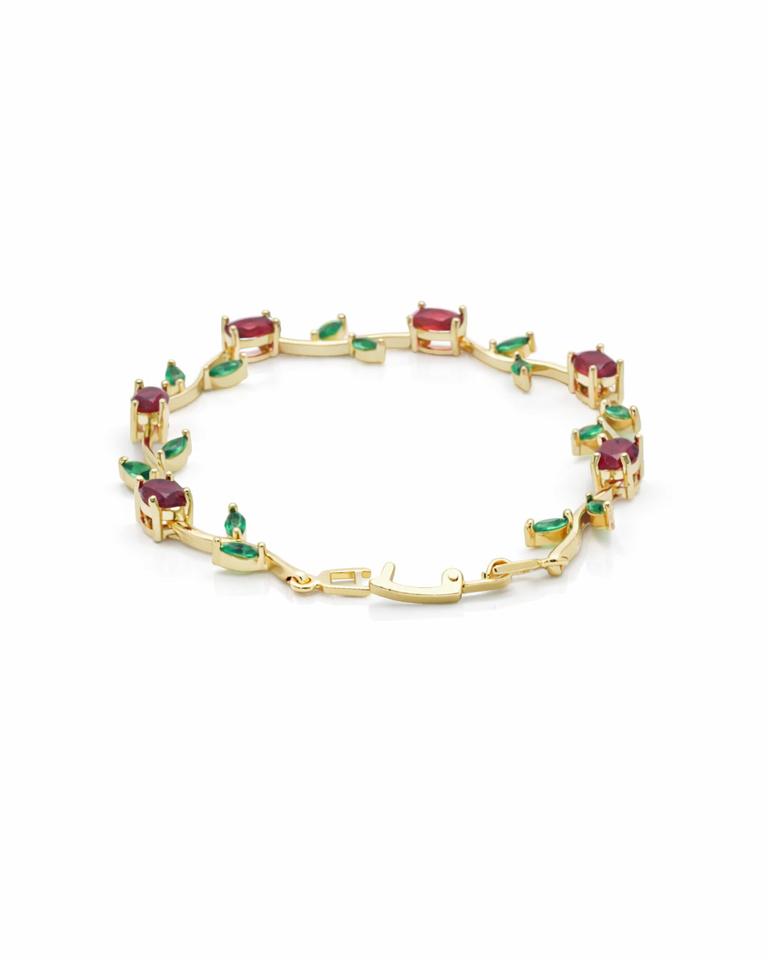 Rosevine Ruby Emerald Crystal Gold Bracelet
