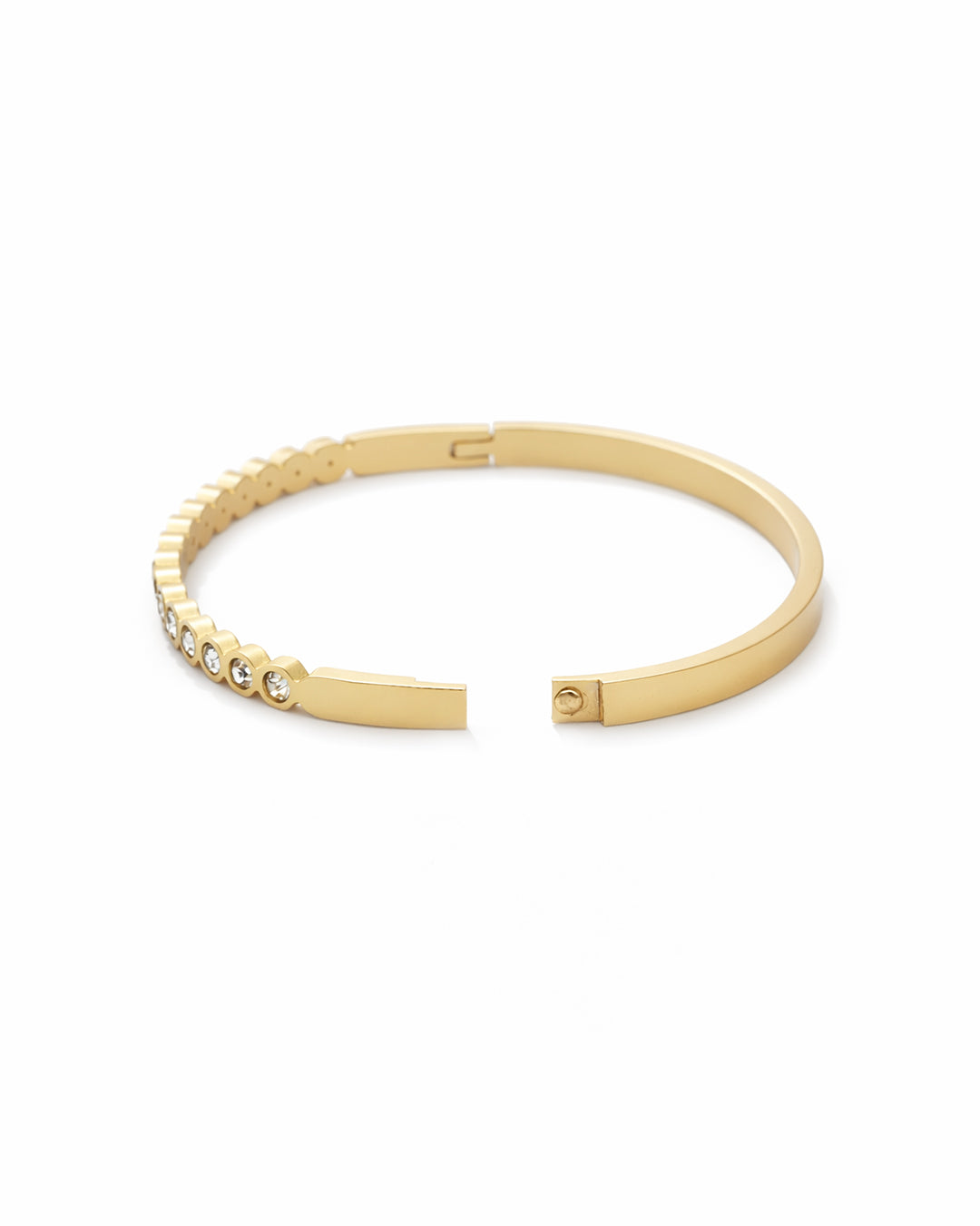 Bezel Set Crystal Row Gold Plated Bangle Kada