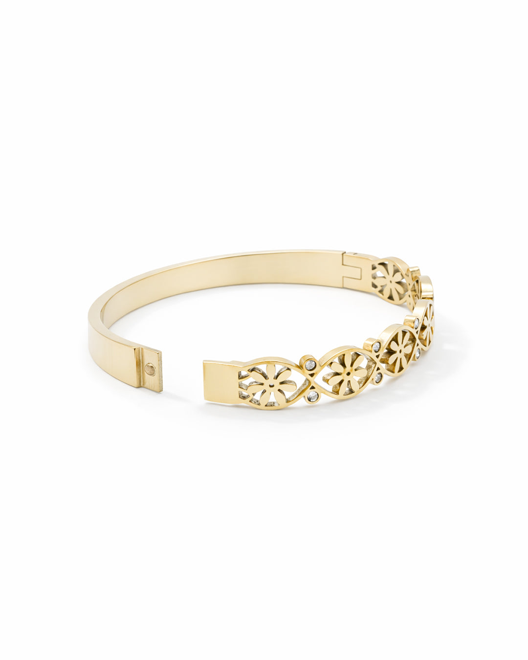 Floral Lattice Crystal Gold Plated Kada