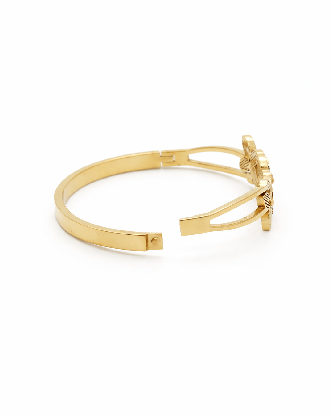 Triple Flower Cluster Gold Plated Bangle Kada
