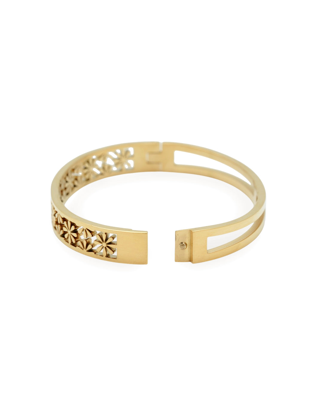 Crystalline Halo Open-Rail Gold Plated Kada