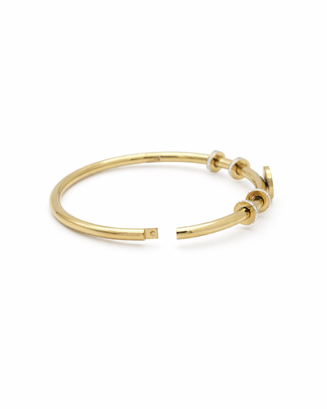 Pavé Disc & Orbital Spacer Gold Plated Kada