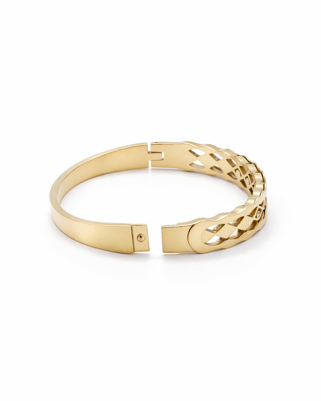 Lattice Weave Crystal-Set Gold Plated Kada