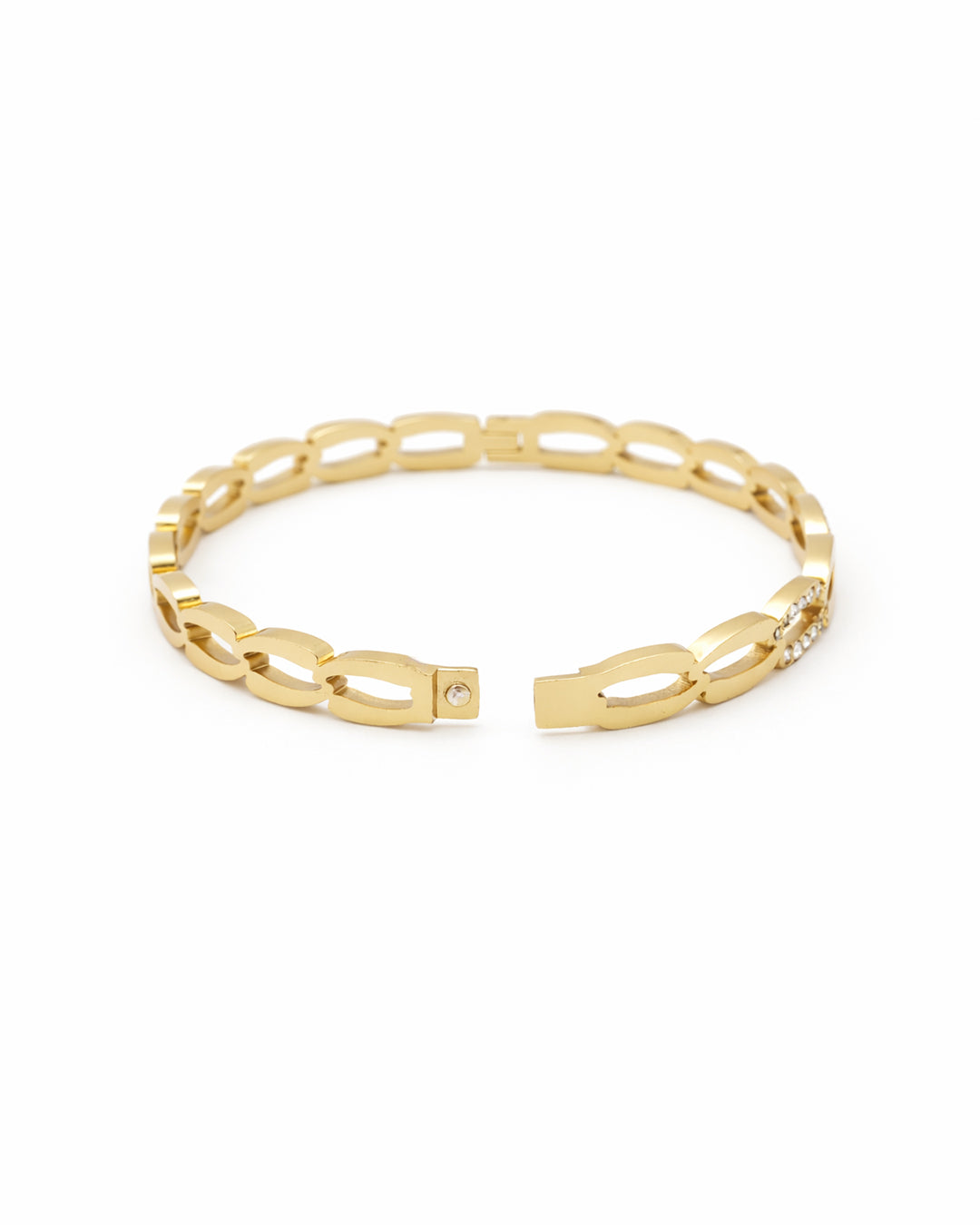 Crystal Link Chain Gold Plated Kada