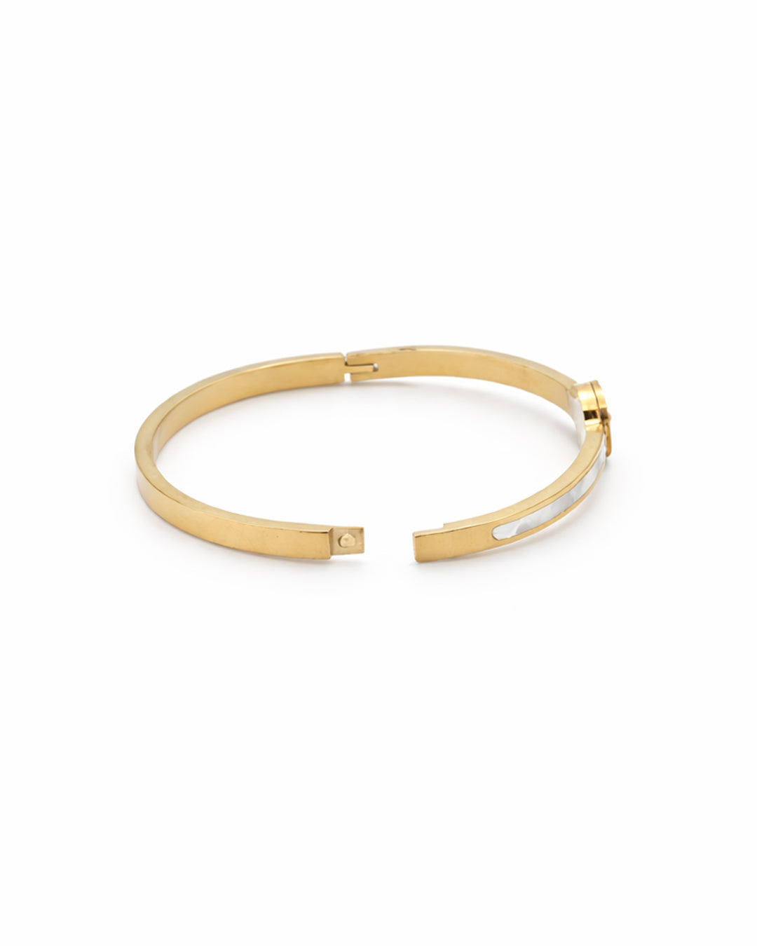 Mother of Pearl Clover Crystal Gold Plated Kada