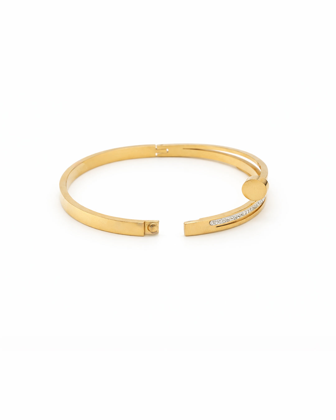 Floating Orbital Crystal Gold Plated Bangle Kada