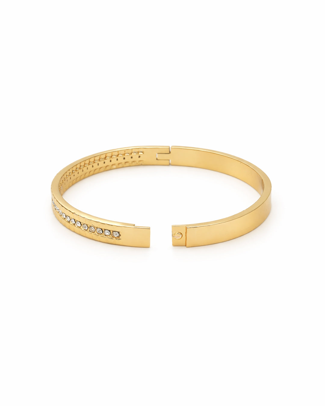 Hammered Edge Pavé Crystal Gold Plated Bangle Kada
